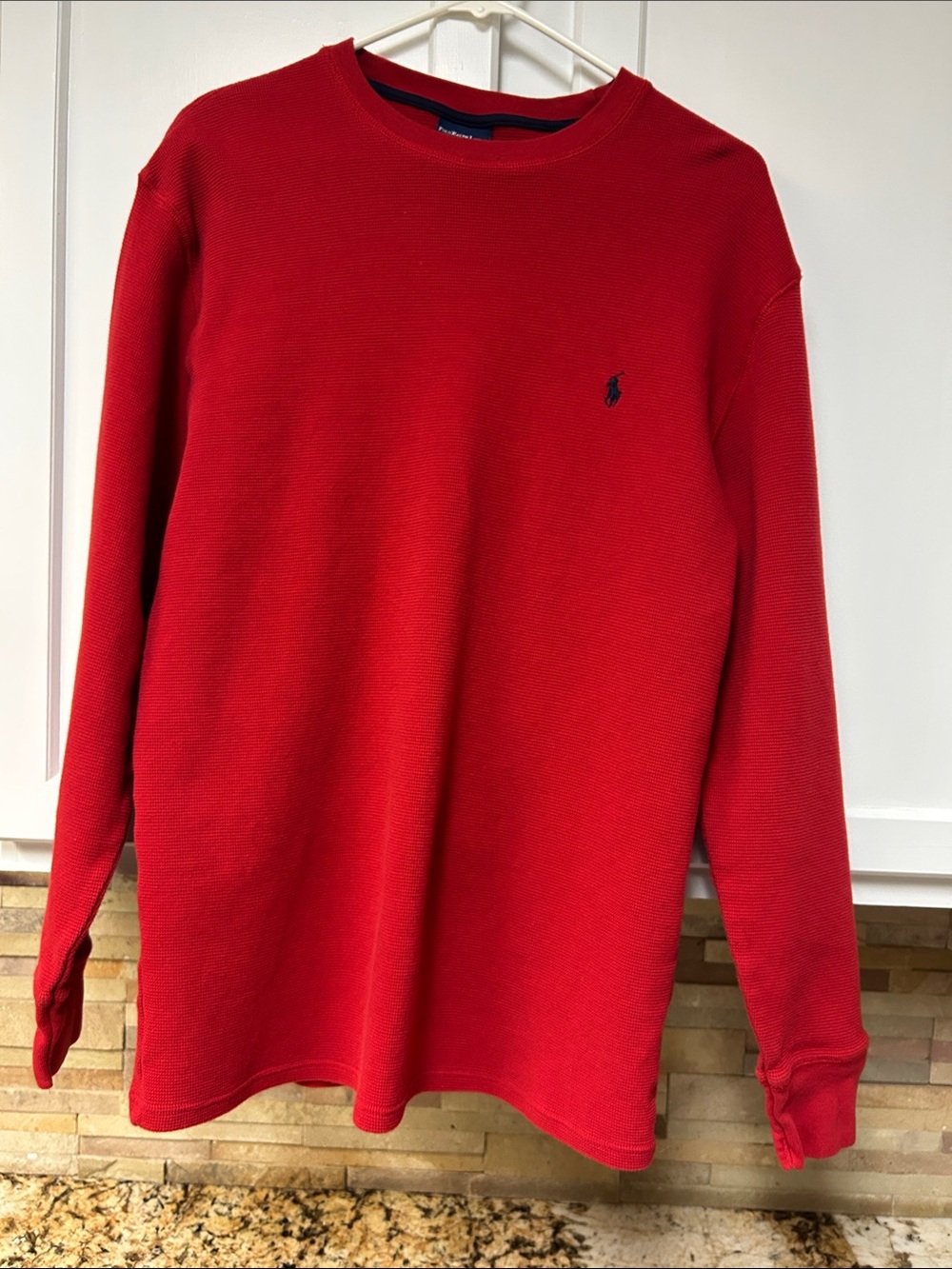 Polo by Ralph Lauren Red Crewneck Sleepwear Top with Navy Trim